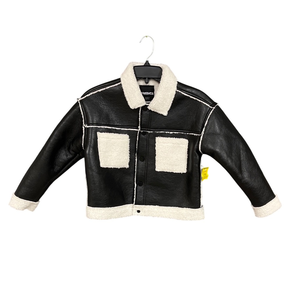 RSQ Kids Black Faux Leather Sherpa Trim Jacket‎ - Youth Medium
